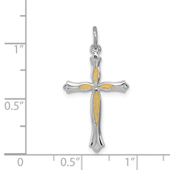 Sterling Silver Rhodium-Plated Cross Pendant with Polished Finish Elegant and Solid Design