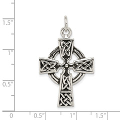 Sterling Silver 925 Antiqued Celtic Cross Charm Polished, Solid, Vintage Design
