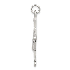 Sterling Silver Claddagh Cross Charm with Antique Polished Finish