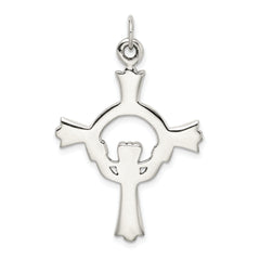 Sterling Silver Claddagh Cross Charm with Antique Polished Finish