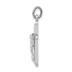 Sterling Silver 925 Rhodium-Plated Passion Crucifix Charm Polished, Solid Design