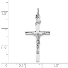 Sterling Silver 925 Polished INRI Crucifix Pendant with Rhodium Finish Elegant and Solid Design