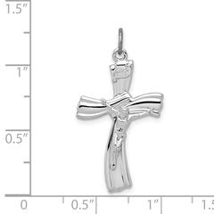 Sterling Silver 925 Rhodium-Plated INRI Crucifix Pendant with Polished Finish