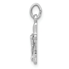 925 Sterling Silver Rhodium-Plated Crucifix Charm with Polished Finish Elegant & Solid Design