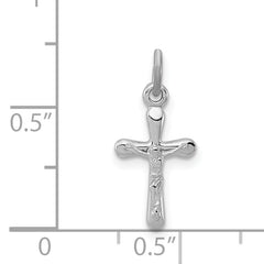 925 Sterling Silver Rhodium-Plated Crucifix Charm with Polished Finish Elegant & Solid Design