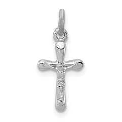 Sterling Silver Rhodium-plated Crucifix Charm