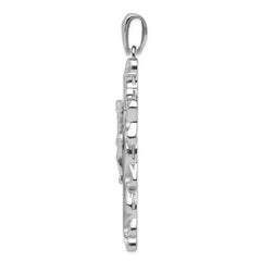 Sterling Silver 925 Rhodium-Plated CZ Crucifix Pendant with Polished Finish