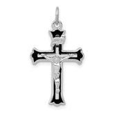 Sterling Silver Rhodium-plated Enameled INRI Crucifix Charm