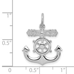 Sterling Silver 925 Mariner Cross Pendant with Rhodium-Plated Polished Finish
