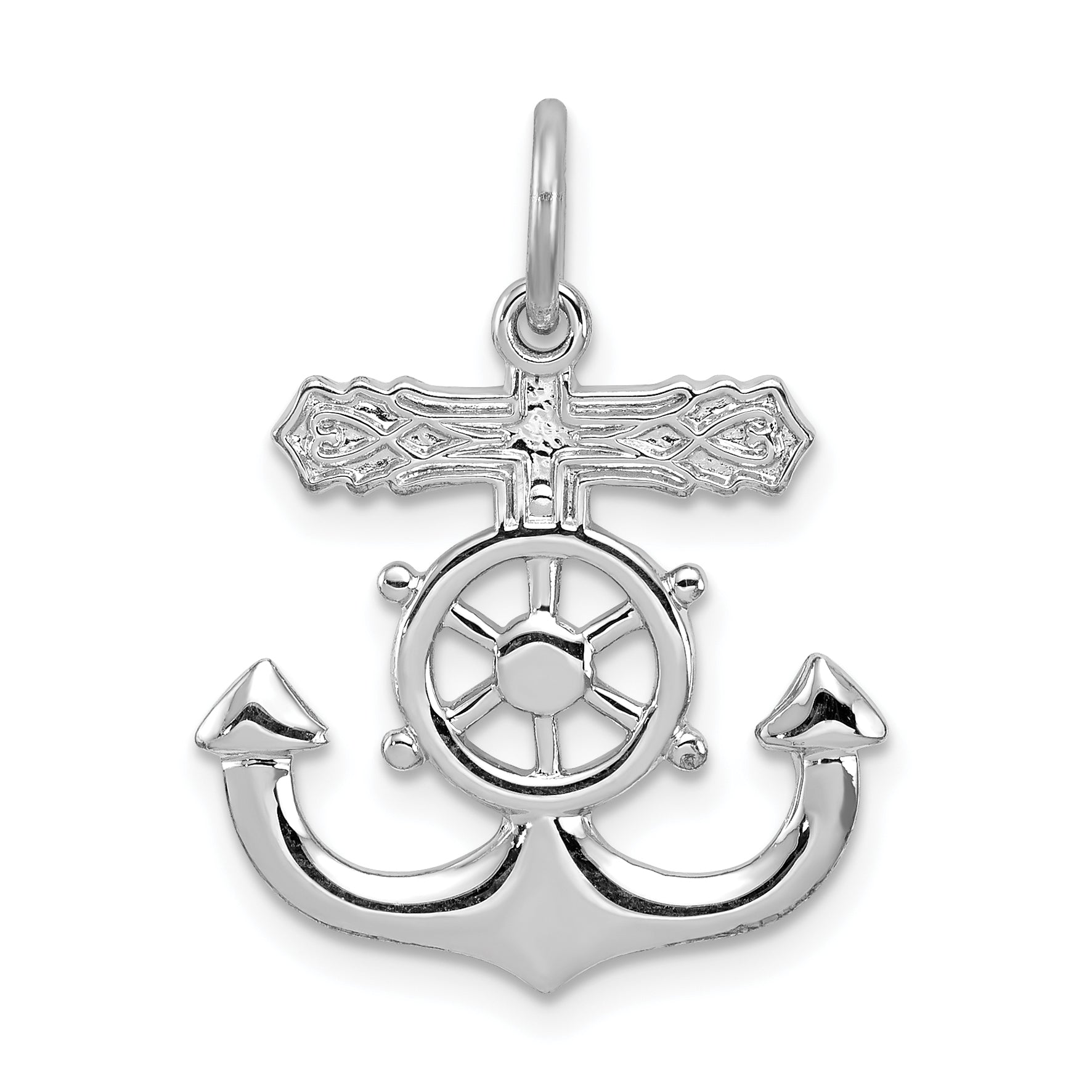 Sterling Silver Rhodium-plated Mariner Cross Pendant