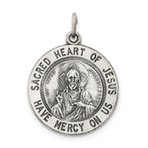 Sterling Silver Antiqued Sacred Heart of Jesus Medal