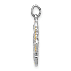 Sterling Silver 4-Way Medal Pendant with Rhodium & Vermeil Finish, Polished