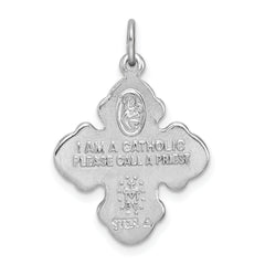 Sterling Silver 4-Way Medal Pendant with Rhodium & Vermeil Finish, Polished