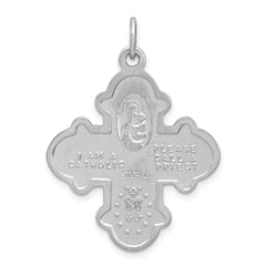 Sterling Silver Rhodium-Plated 4-Way Medal Pendant with Polished Finish