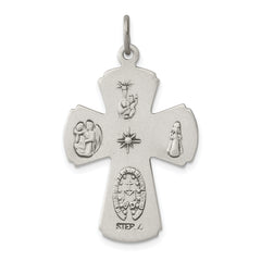 Sterling Silver 925 Antiqued Cross Pendant with Solid Die-Struck Design