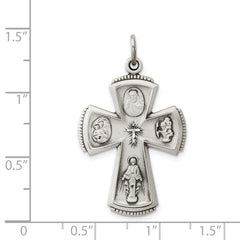 Sterling Silver 925 Antiqued Cross Pendant with Solid Die-Struck Design