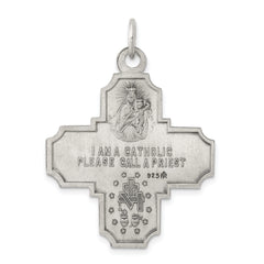 Sterling Silver Antiqued 4-Way Medal Pendant with Solid Die Struck Design