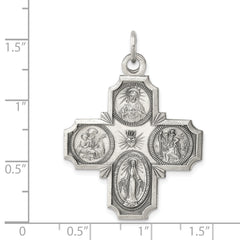 Sterling Silver Antiqued 4-Way Medal Pendant with Solid Die Struck Design