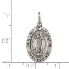 Sterling Silver 925 Our Lady of Guadalupe Antiqued Medal Charm