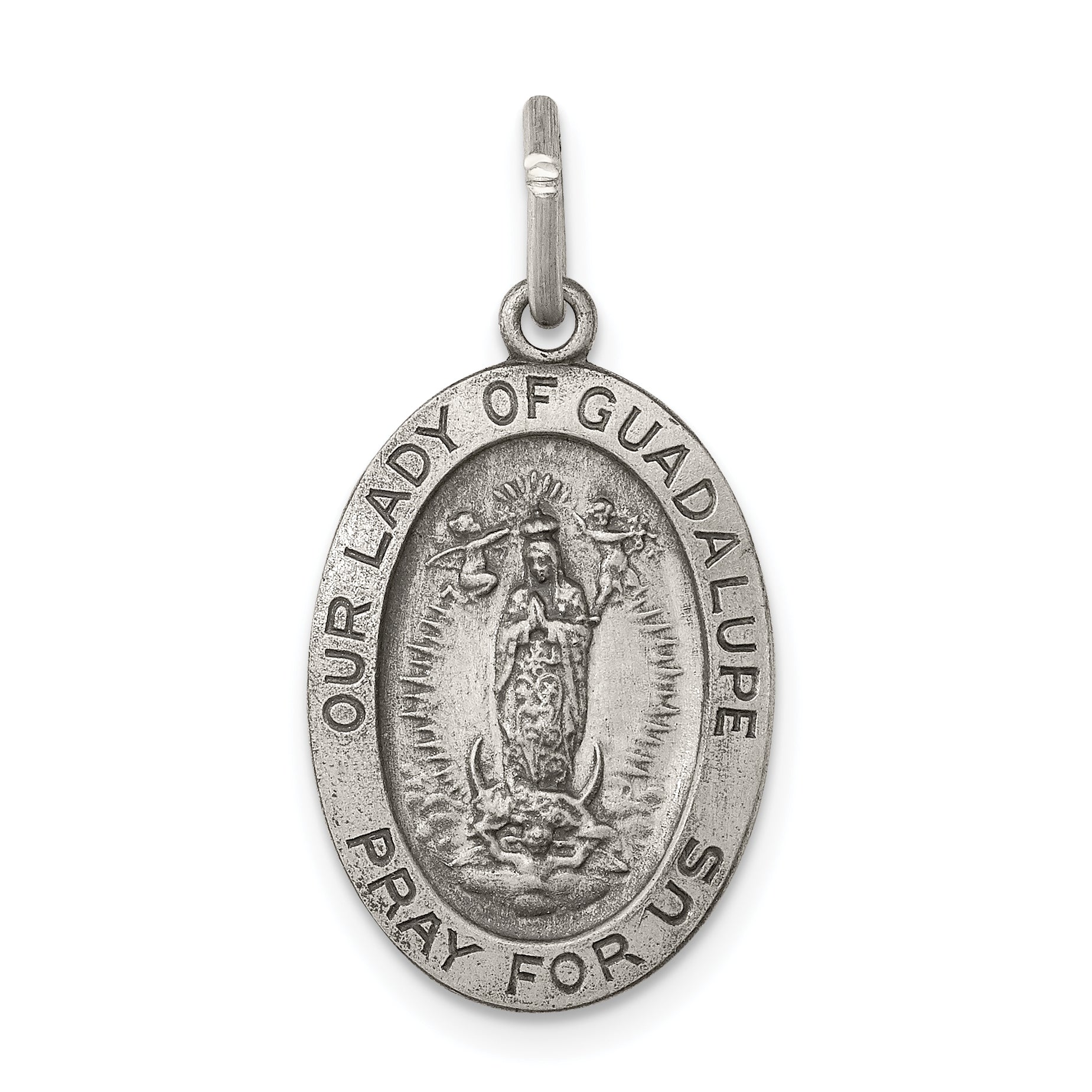 Sterling Silver Antiqued Our Lady of Guadalupe Medal