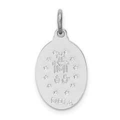 Sterling Silver Rhodium-Plated Miraculous Medal Pendant with Polished Finish