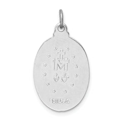 Sterling Silver 925 Miraculous Medal Pendant Rhodium-Plated Polished Finish