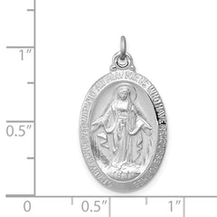 Sterling Silver 925 Miraculous Medal Pendant Rhodium-Plated Polished Finish