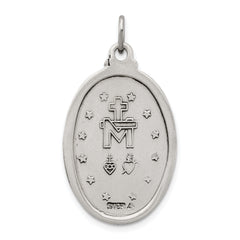 Sterling Silver 925 Miraculous Medal Pendant with Antiqued Finish Vintage-Inspired Style