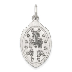 Sterling Silver 925 Antiqued Miraculous Medal Pendant Vintage-Inspired Charm