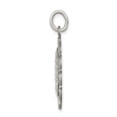 Sterling Silver 925 Antiqued Miraculous Medal Pendant Vintage Inspired Solid Design