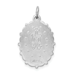 Sterling Silver 925 Miraculous Medal Pendant with Rhodium-Plated Polished Finish