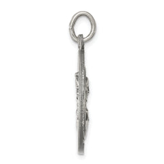 Sterling Silver 925 Antiqued Queen of the Holy Scapular Medal Solid Vintage-Inspired Pendant