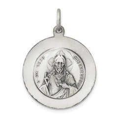 Sterling Silver 925 Antiqued Queen of the Holy Scapular Medal Solid Vintage-Inspired Pendant