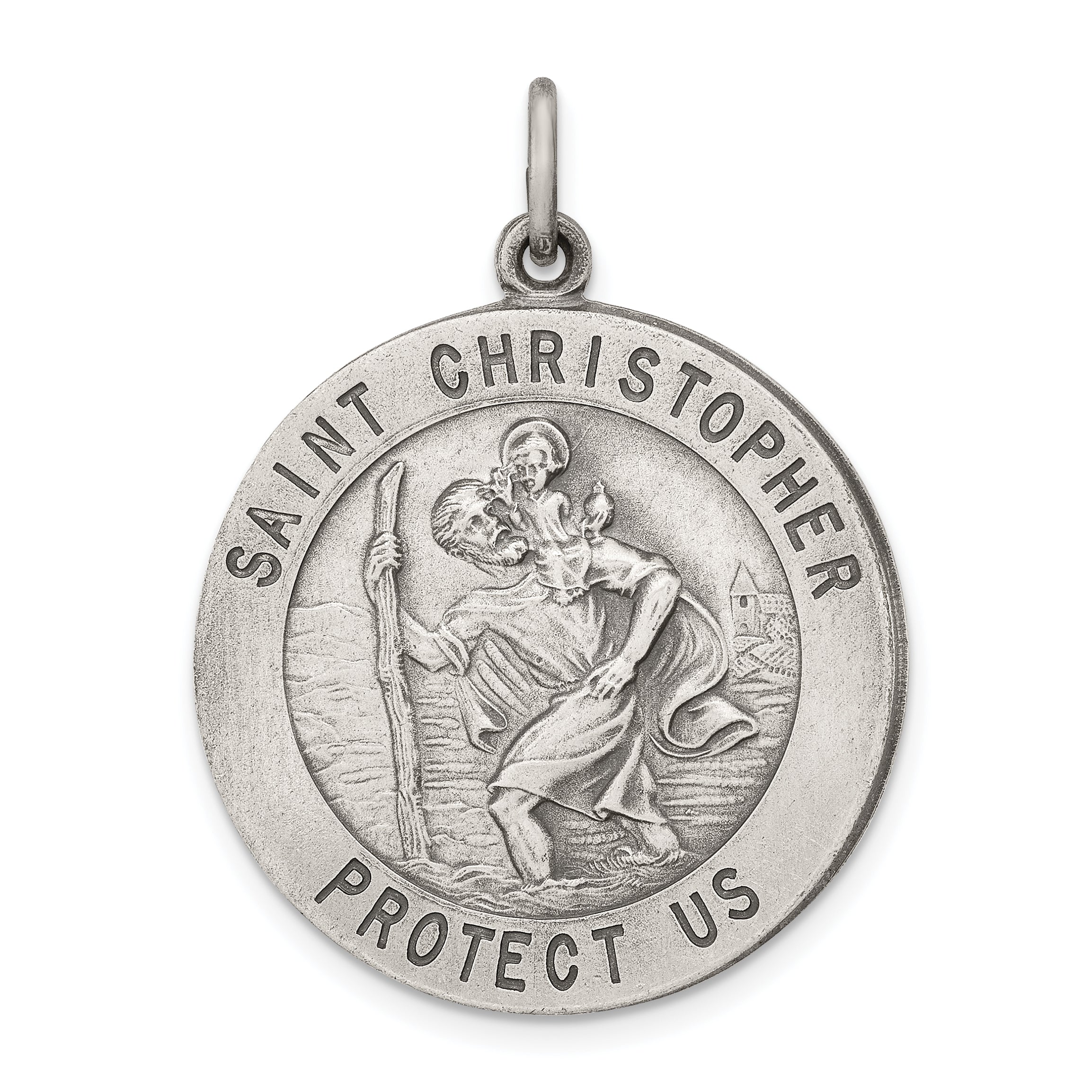 Sterling Silver Antiqued St. Christopher Medal