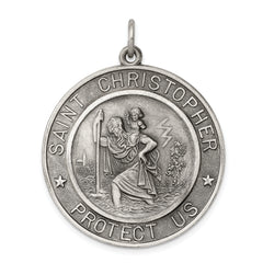 Sterling Silver Antiqued St. Christopher Medal
