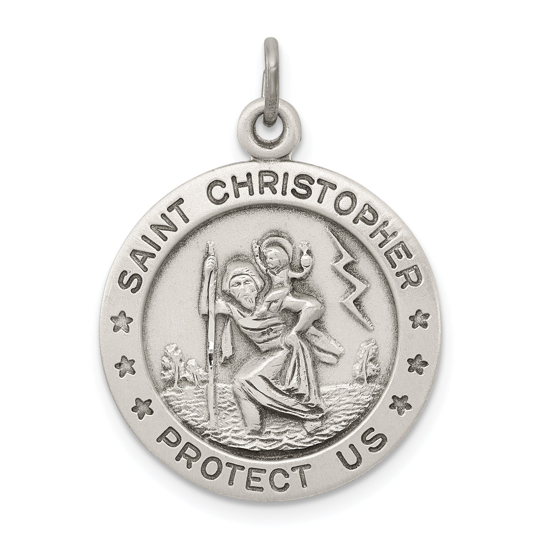 Sterling Silver Antiqued St. Christopher Medal