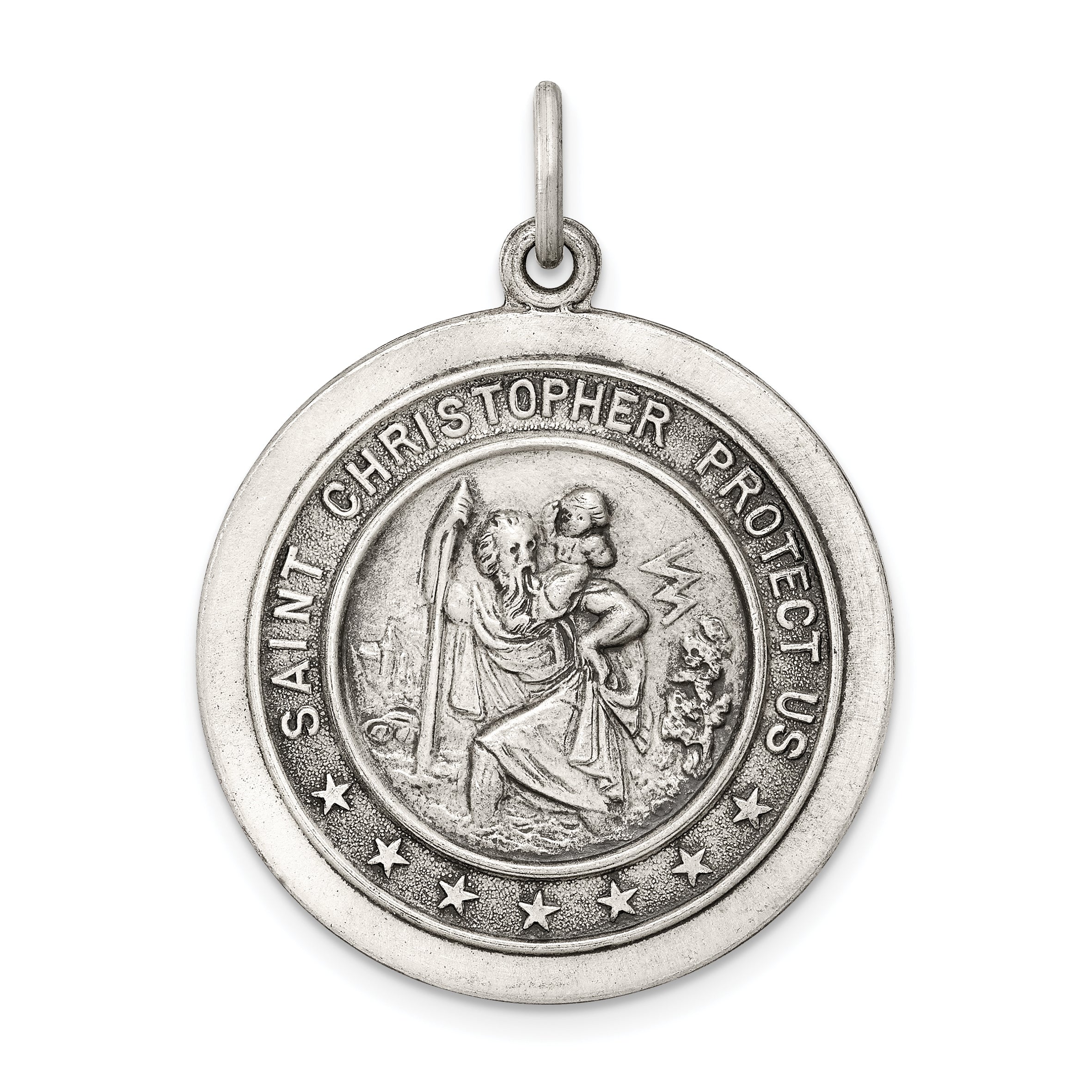 Sterling Silver Antiqued St. Christopher Medal