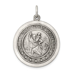 Sterling Silver Antiqued St. Christopher Medal