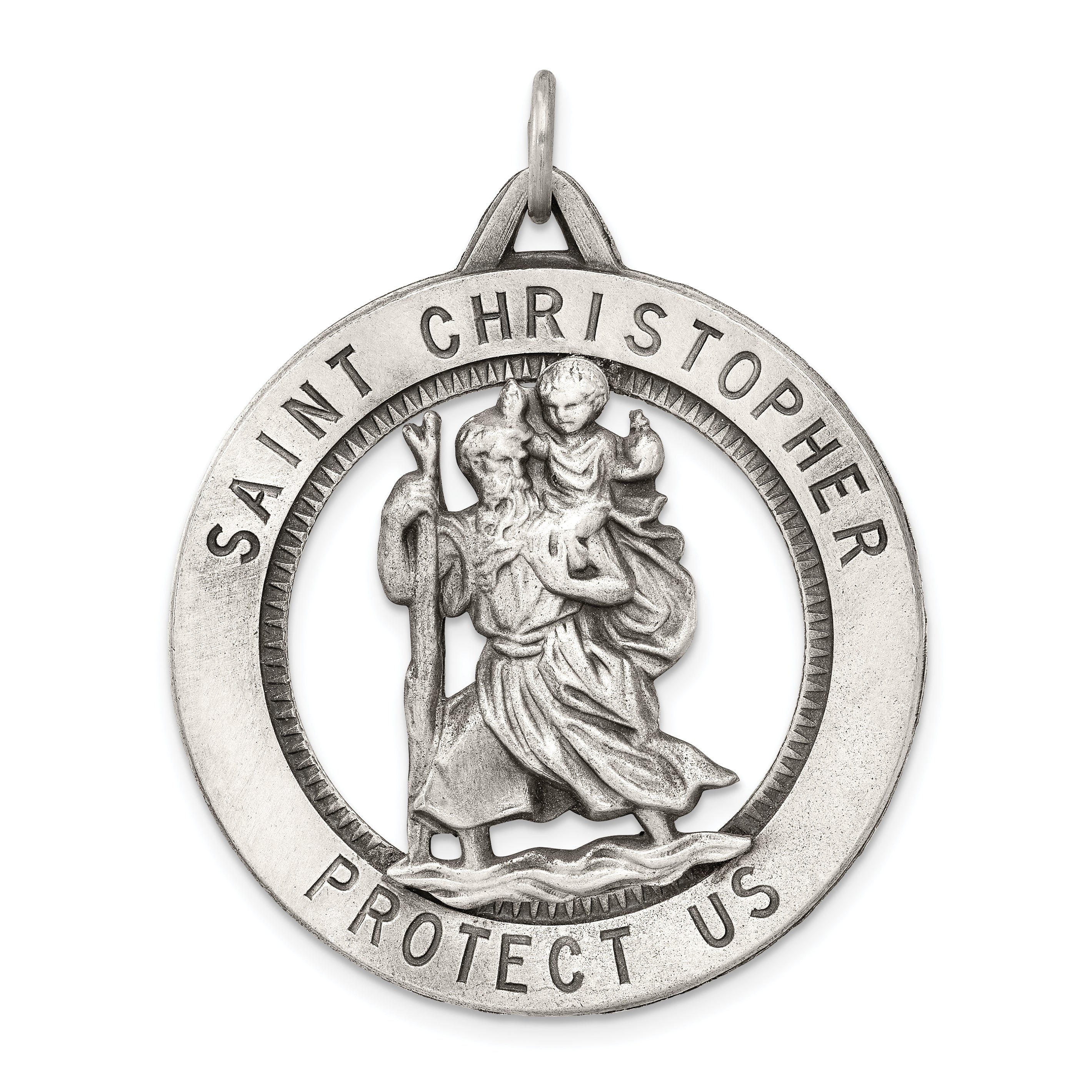 Sterling Silver Antiqued St. Christopher Medal