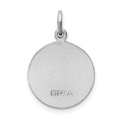 Sterling Silver Rhodium-Plated St. Christopher Medal with Blue Epoxy Detailing