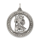 Sterling Silver Antiqued St. Christopher Medal
