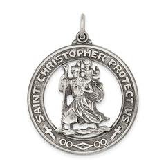 Sterling Silver Antiqued St. Christopher Medal