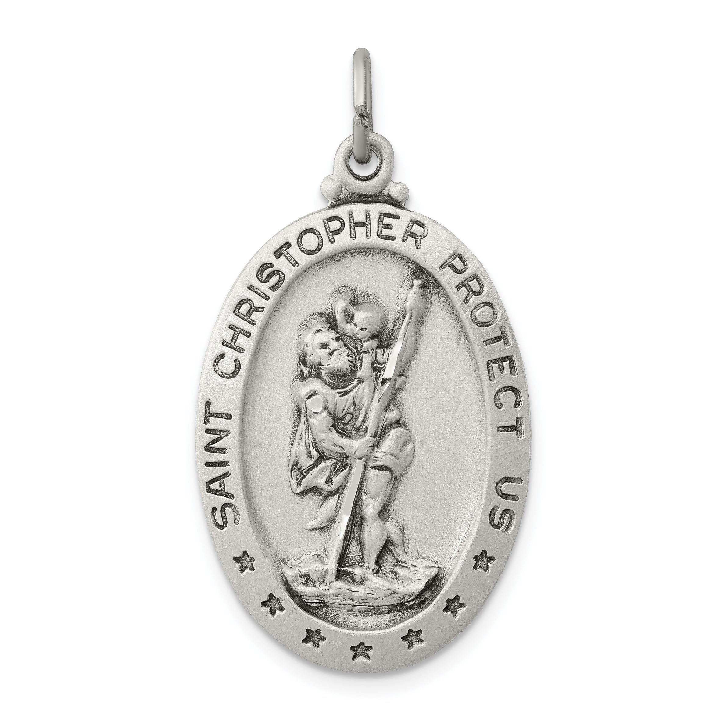 Sterling Silver Antiqued St. Christopher Medal
