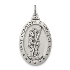 Sterling Silver Antiqued St. Christopher Medal
