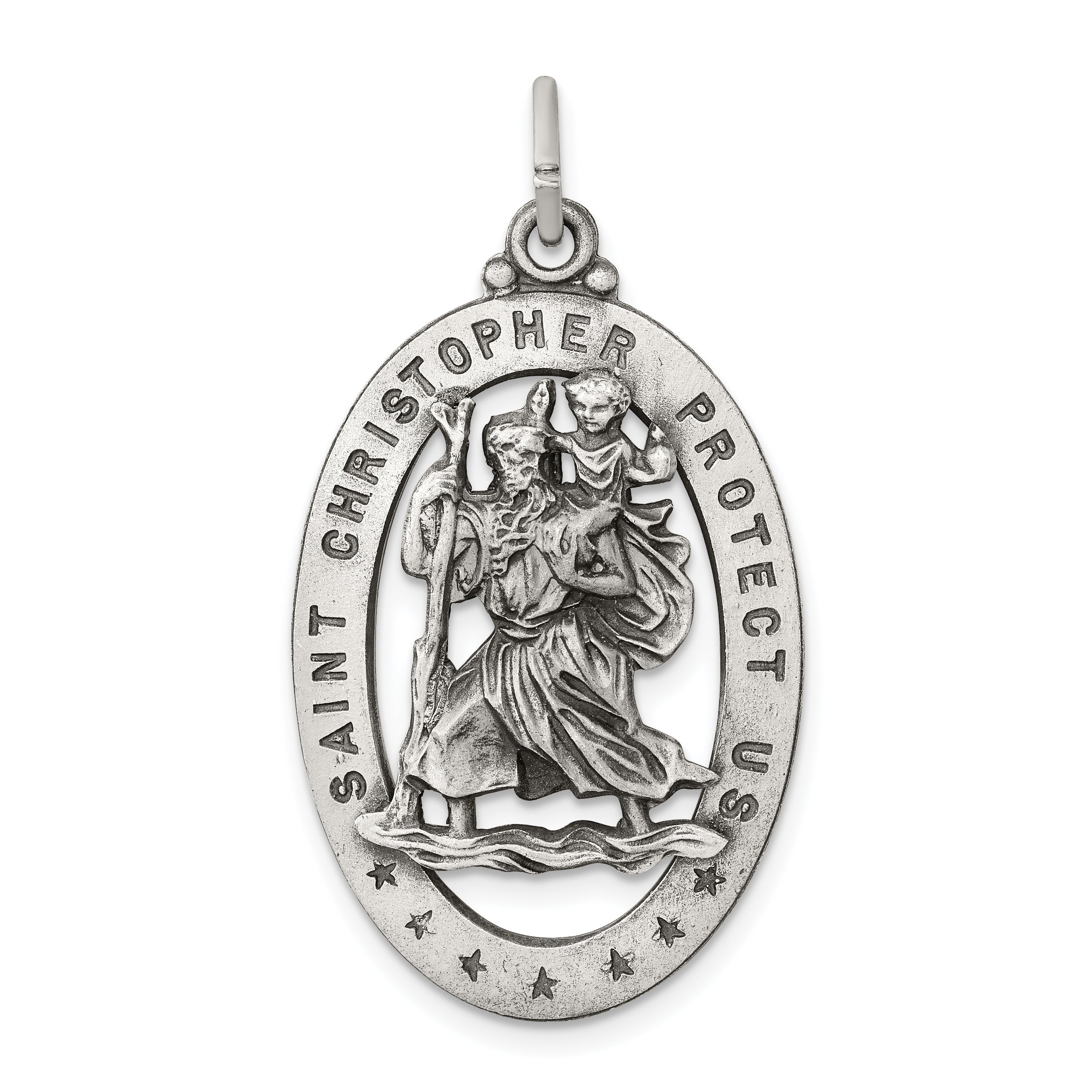 Sterling Silver Antiqued St. Christopher Medal