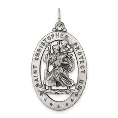 Sterling Silver Antiqued St. Christopher Medal
