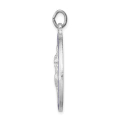 Sterling Silver 925 Rhodium-Plated St. Christopher Medal with Polished Enamel Finish