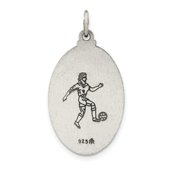 Sterling Silver St. Christopher Soccer Medal Pendant, Antiqued Finish, 925