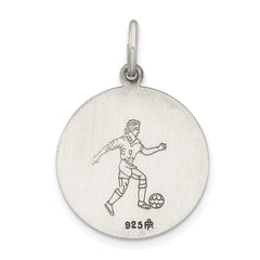 Sterling Silver 925 Antiqued St. Christopher Soccer Medal Charm Solid Vintage Style