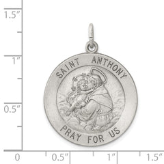 Sterling Silver 925 Saint Anthony Medal with Antiqued Finish, Solid and Vintage Style